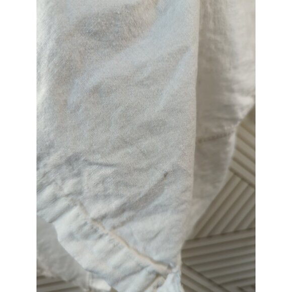 H&M Men's Shirt WHITE Short Sleeve Relaxed Fit Button Up Linen Blend LARGE - Picture 6 of 6